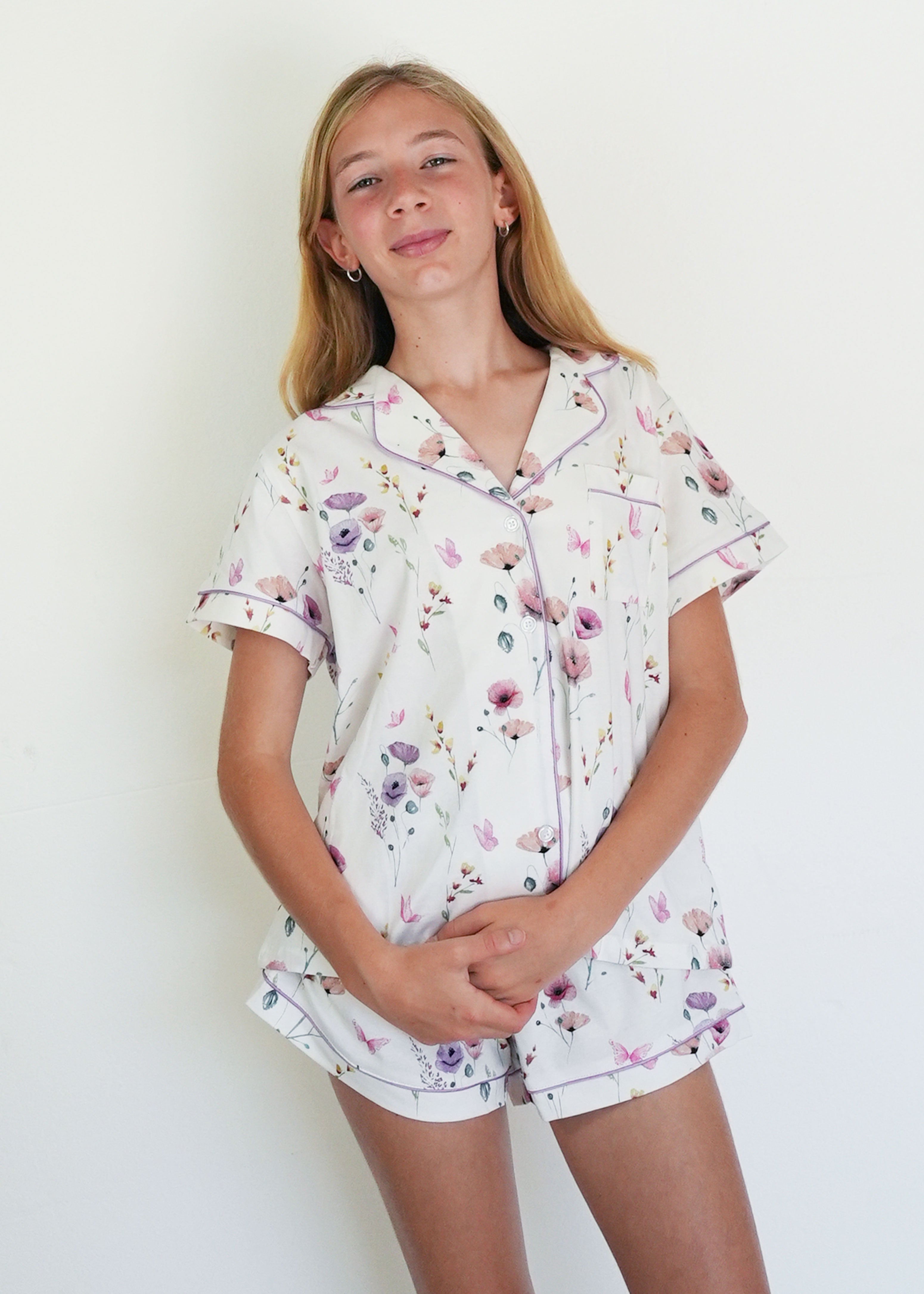Night Sweet Thing Girls Edge Of The Meadow Jersey Knit Cotton Short Pajama Set Kids