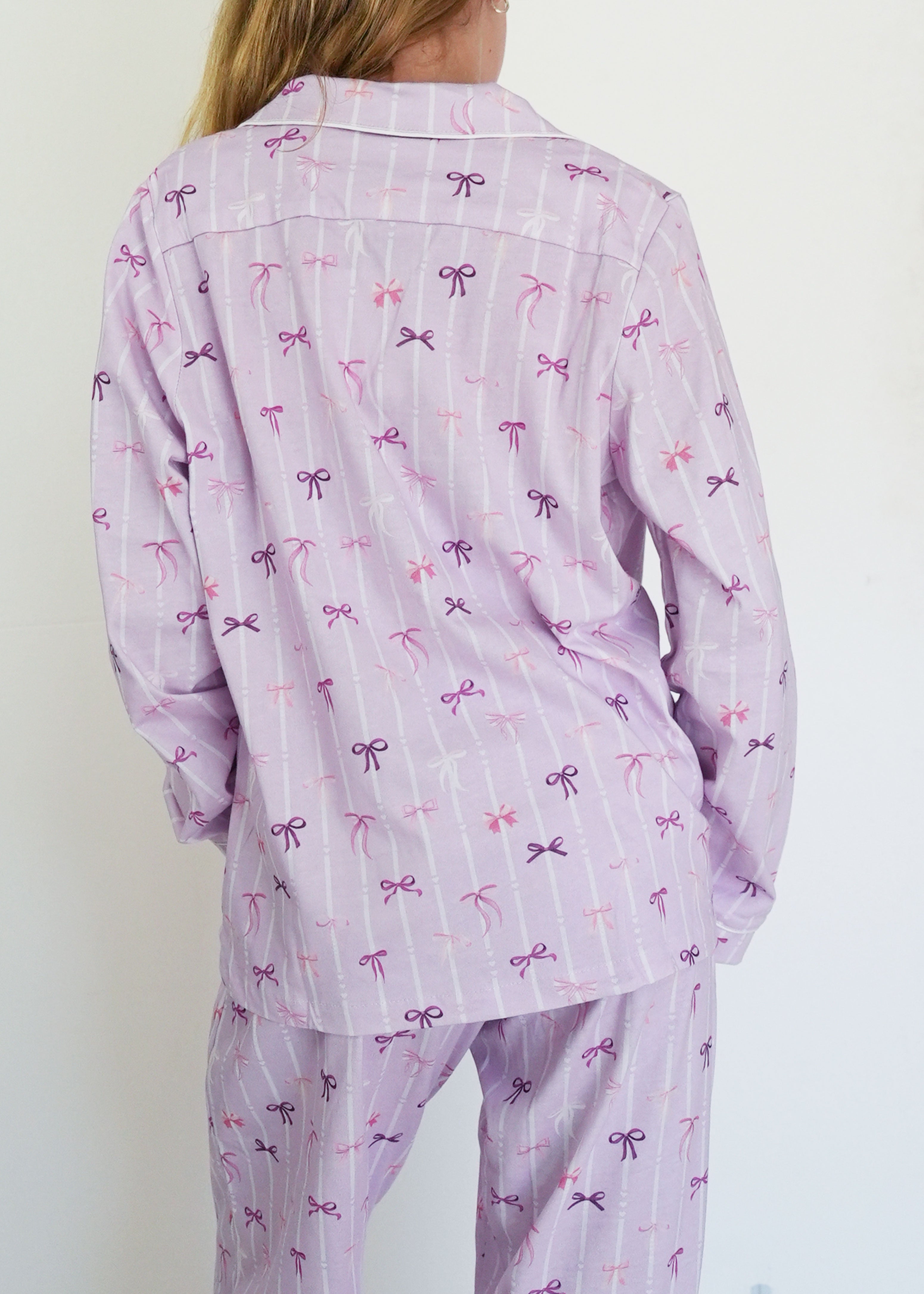 Night Sweet Thing Girls Lilac Ballet Bows Jersey Knit Cotton Long Pajama Set Christmas Gift Kids