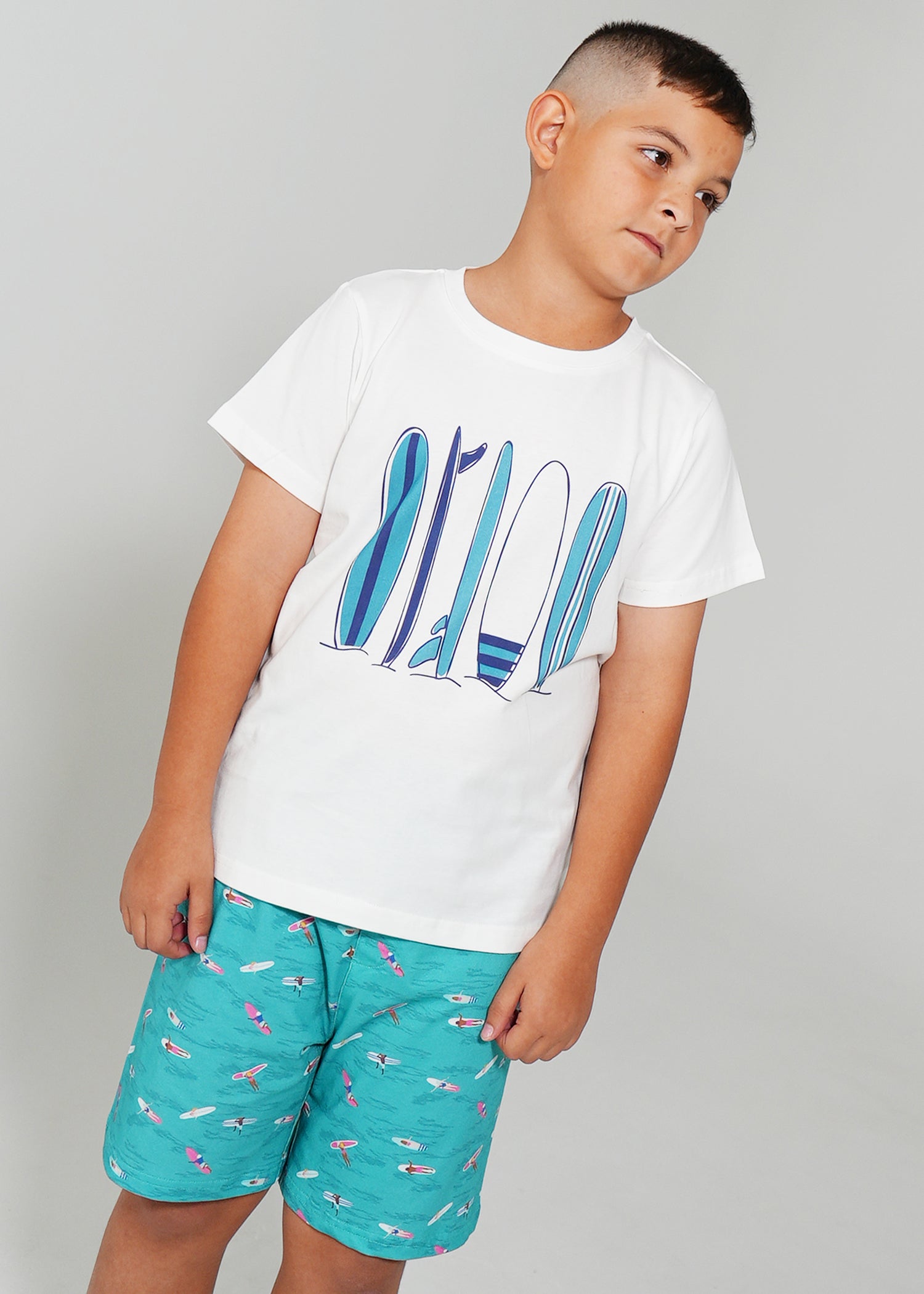 Night Sweet Thing Boys Ocean Drift T-Shirt & Short Pants PJ Set Satin T-Shirt Pajama Set Kids