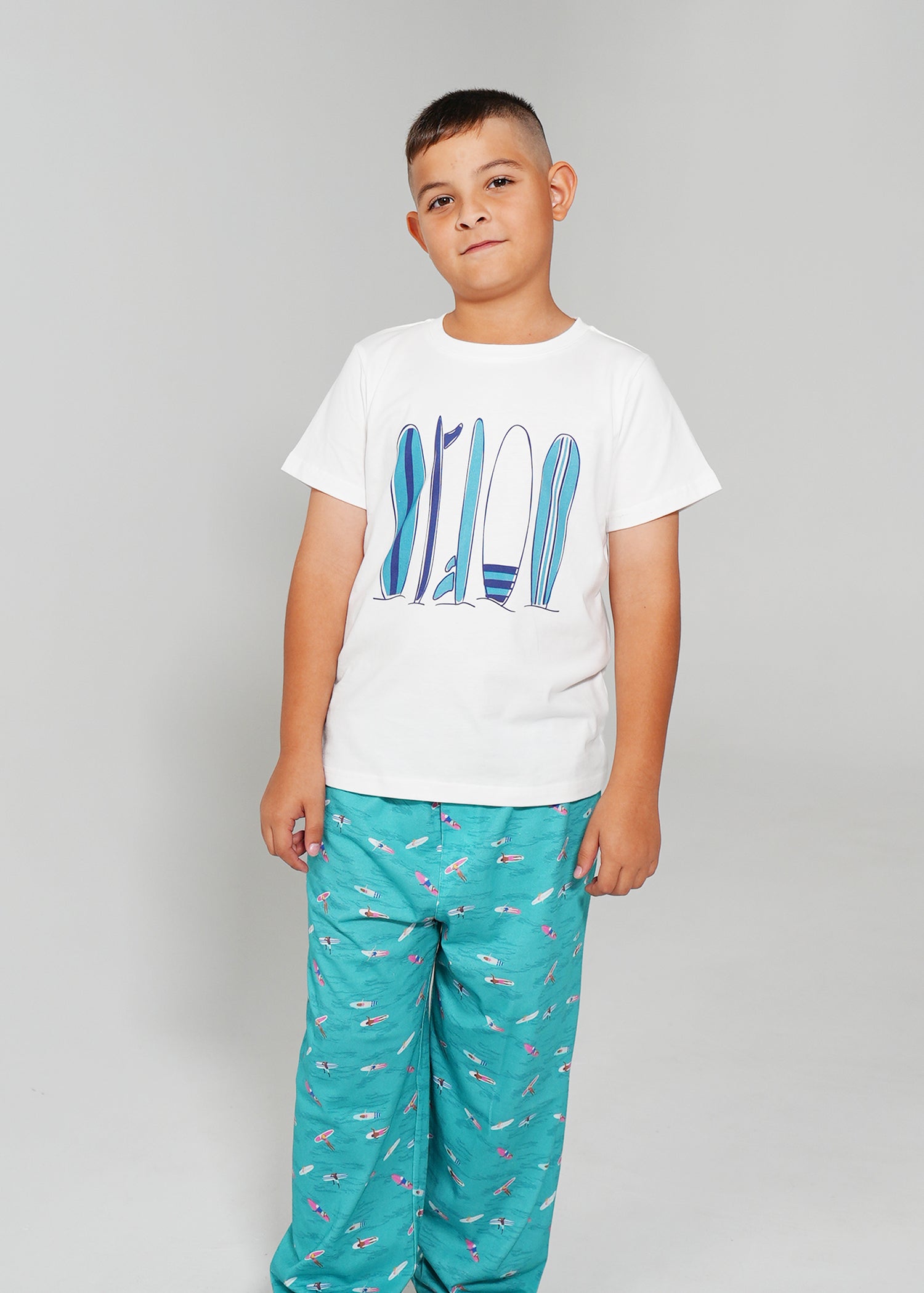 Night Sweet Thing Boys Ocean Drift T-Shirt & Long Pants PJ Set Satin T-Shirt Pajama Set Kids