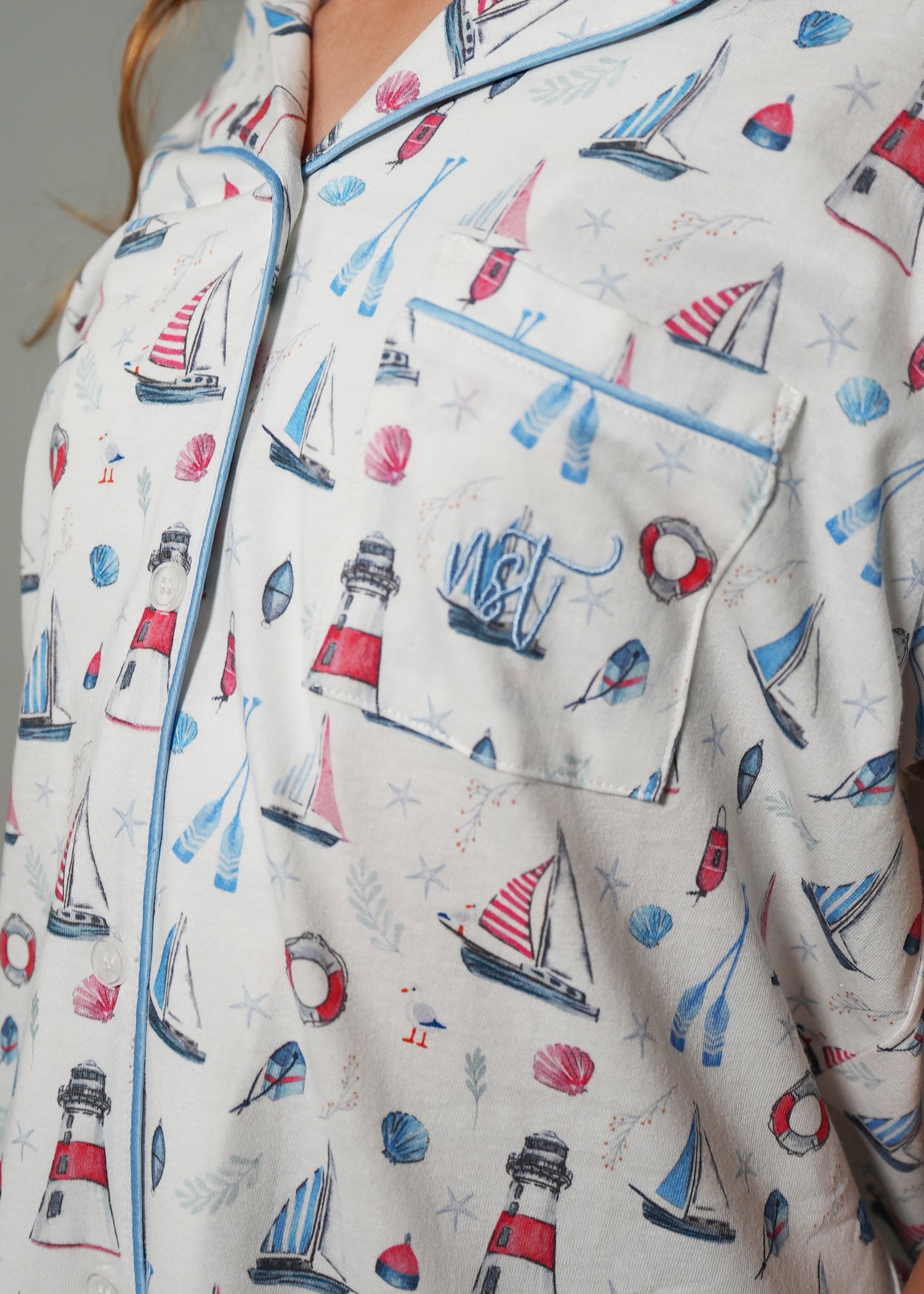 Night Sweet Thing Girls Sail Away Jersey Knit Cotton Short Pajama Set Kids