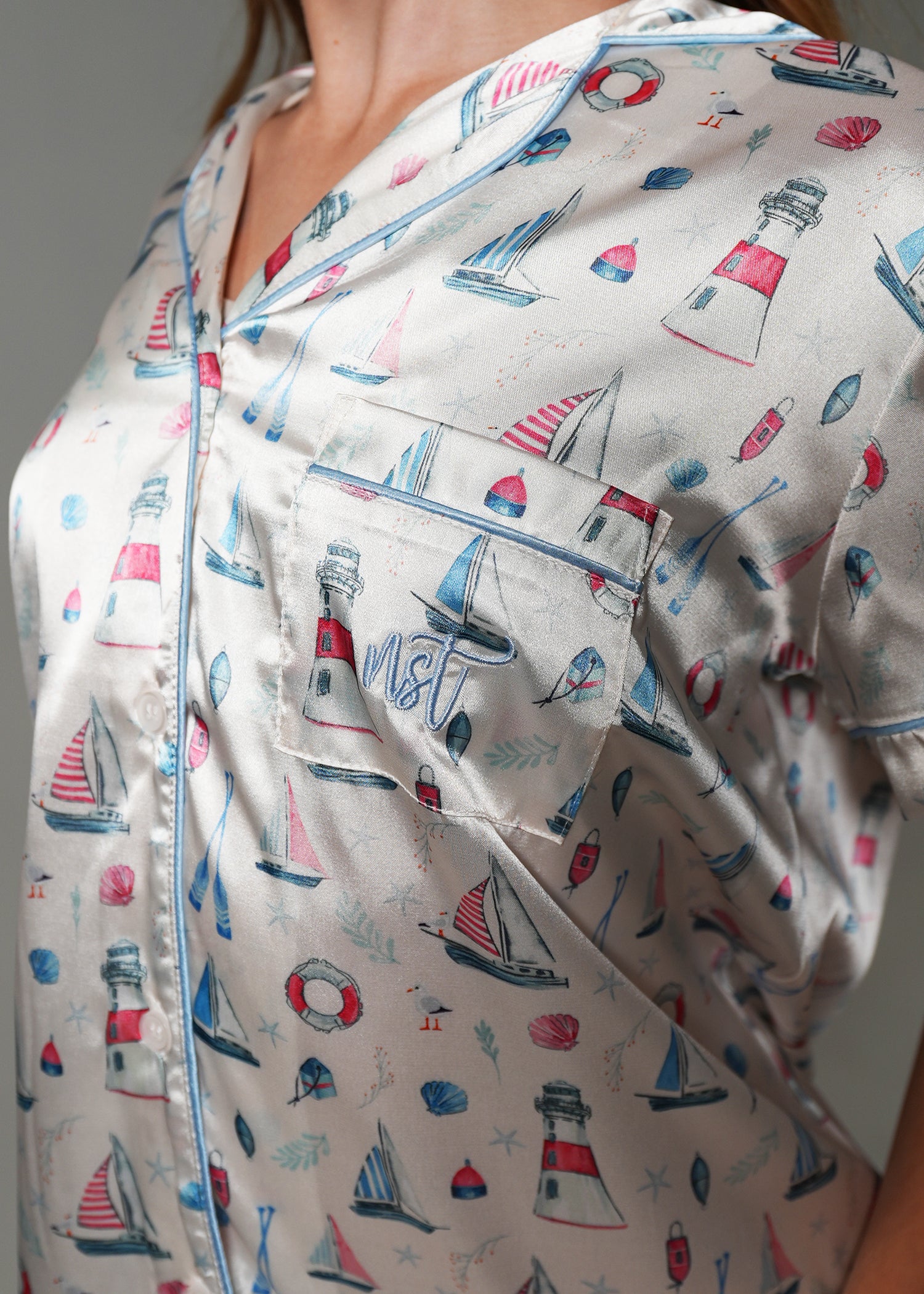 Night Sweet Thing Girls Sail Away Short Satin Short Pajama Set Kids