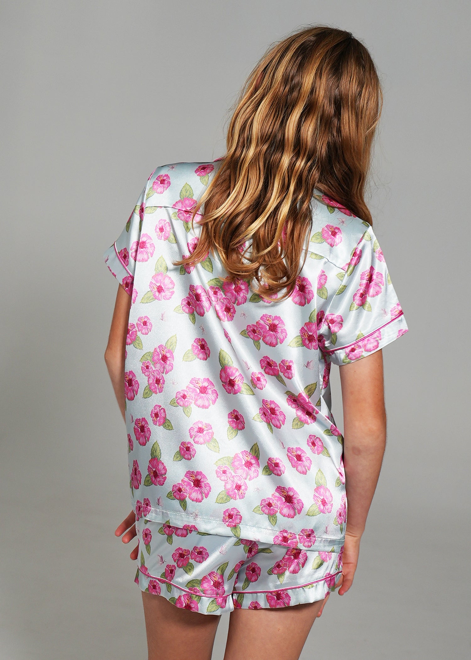 Night Sweet Thing Girls Flutter Garden Short Satin Short Pajama Set Kids