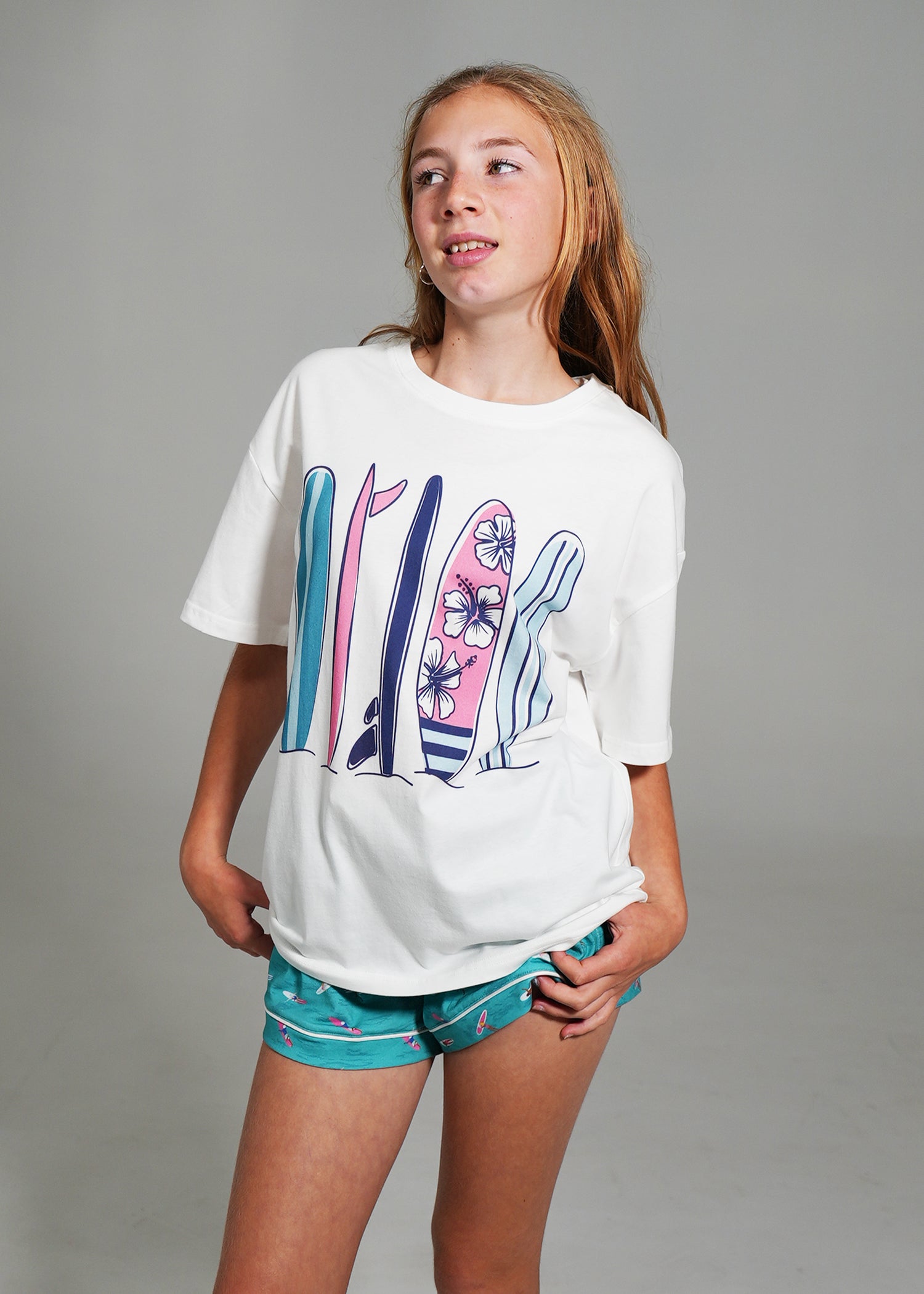 Night Sweet Thing Girls Ocean Drift T-Shirt & Short Pants PJ Set Satin T-Shirt Pajama Set Kids