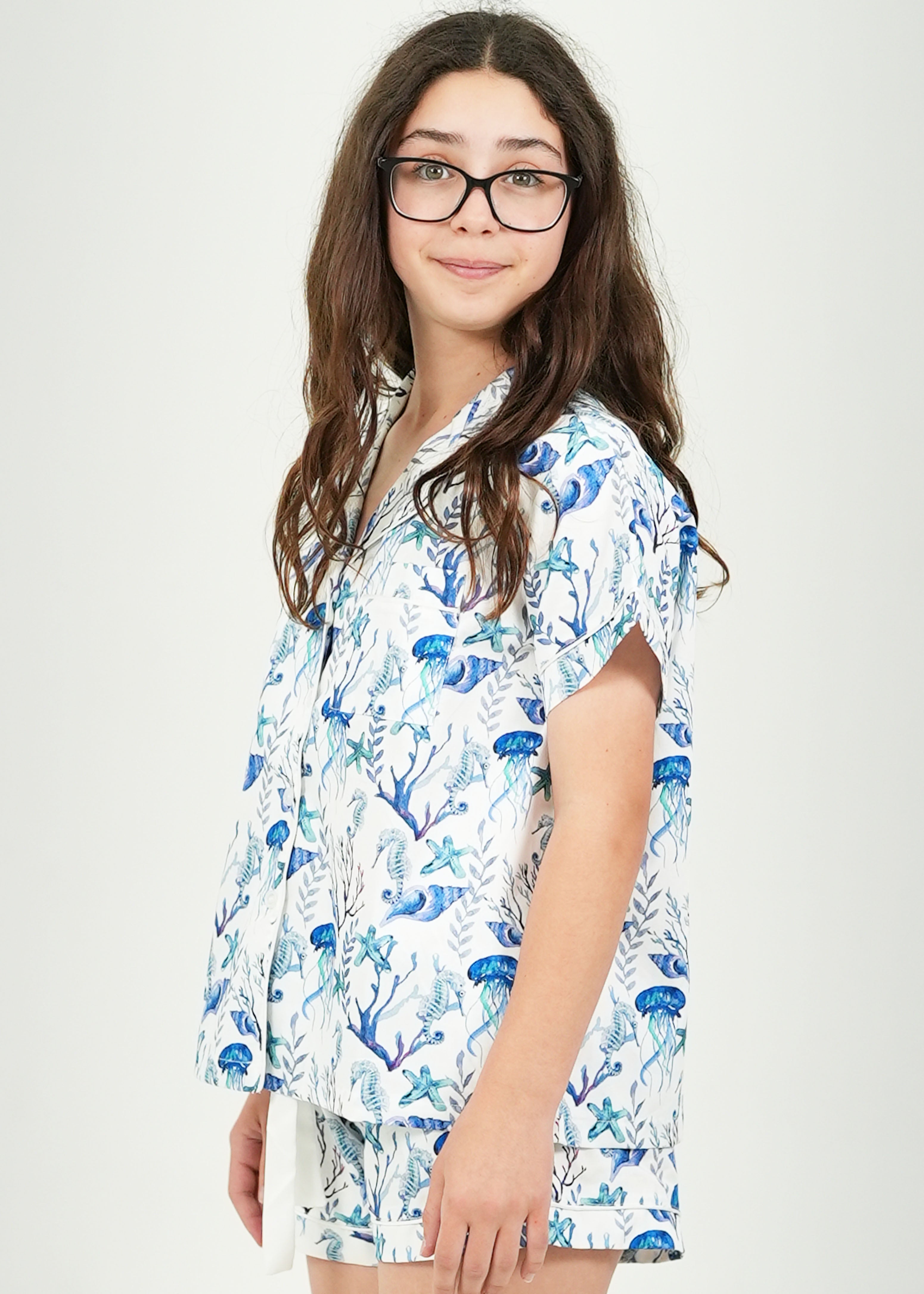 Night Sweet Thing Girls Sea Life Jersey Knit Cotton Short Pajama Set Kids