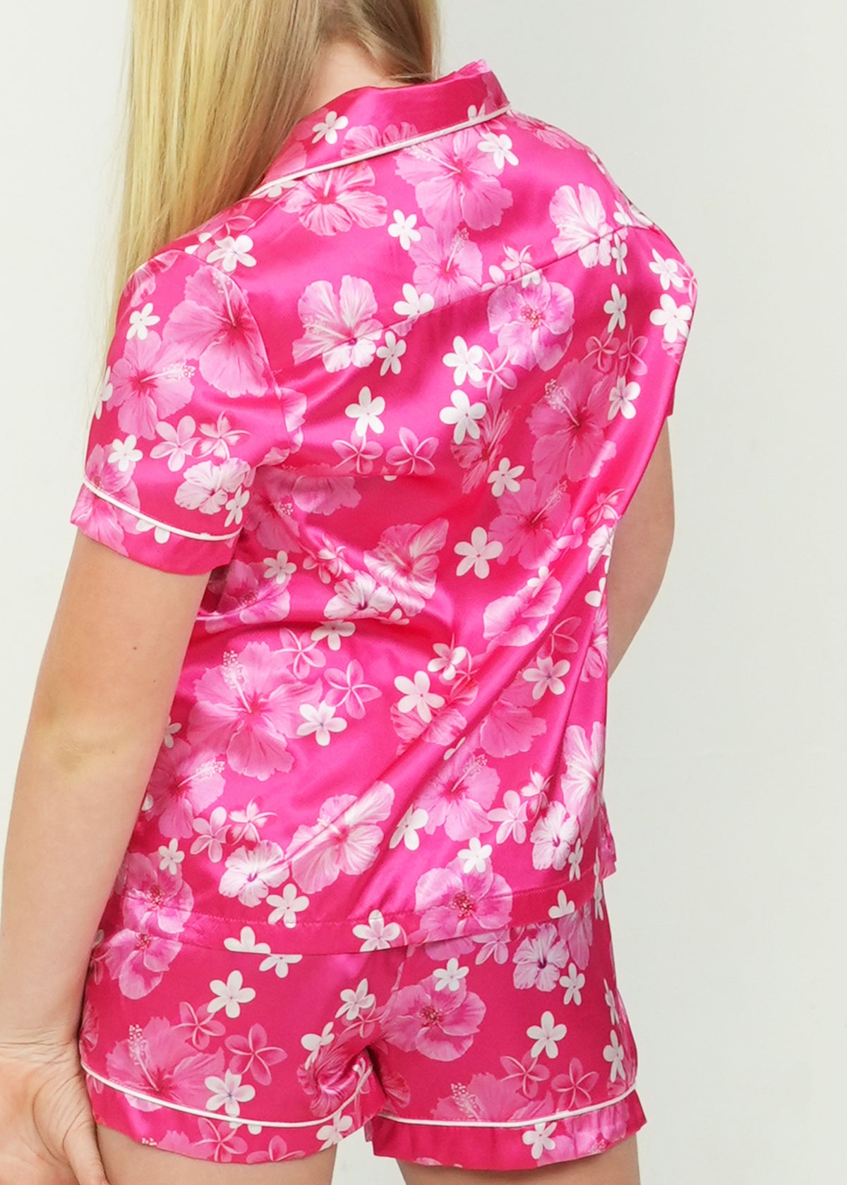 Night Sweet Thing Girls Hawaiian Daze Pink Satin Short Pajama Set Kids