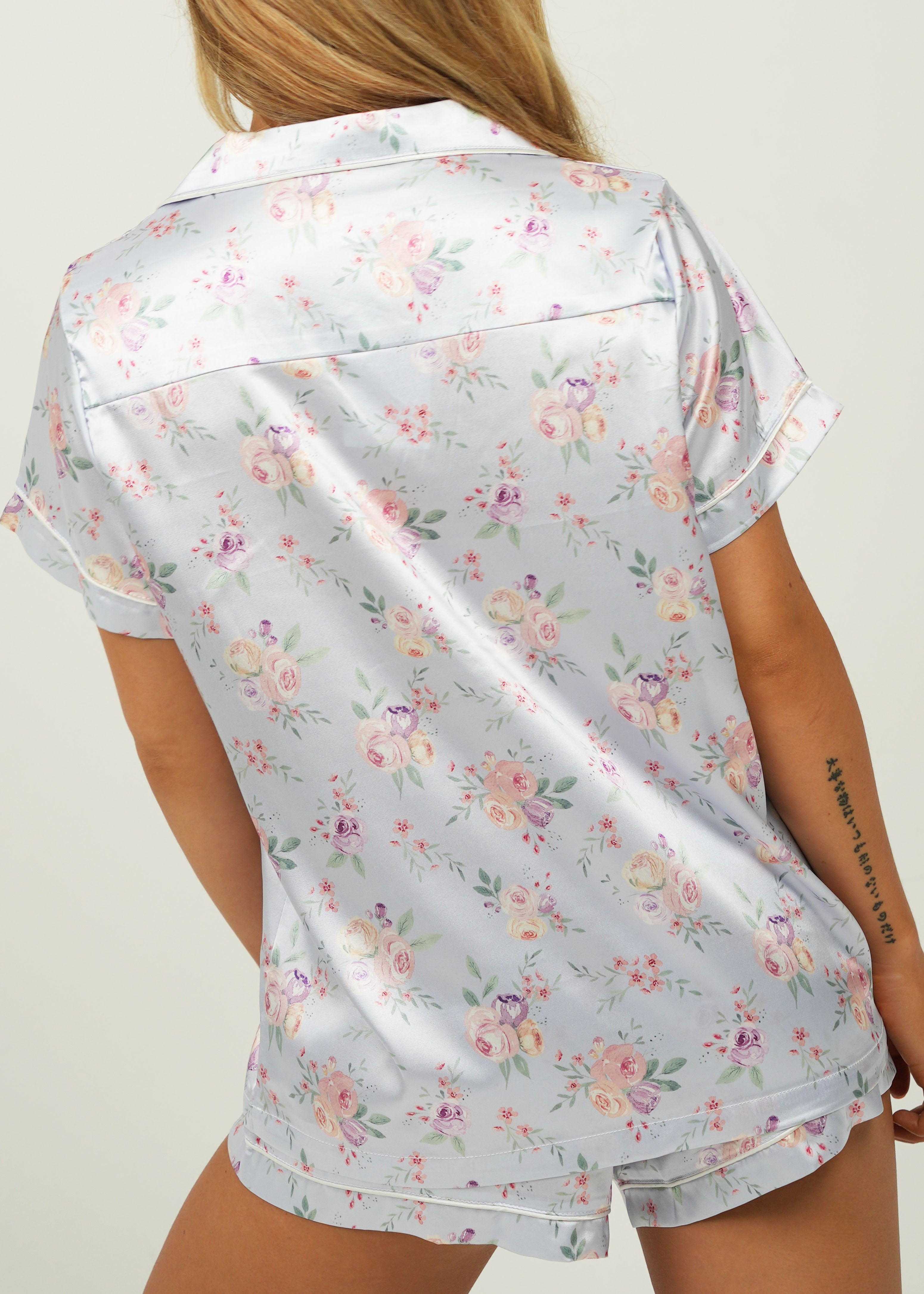 Lilac Blossom Satin Short Pyjama Set