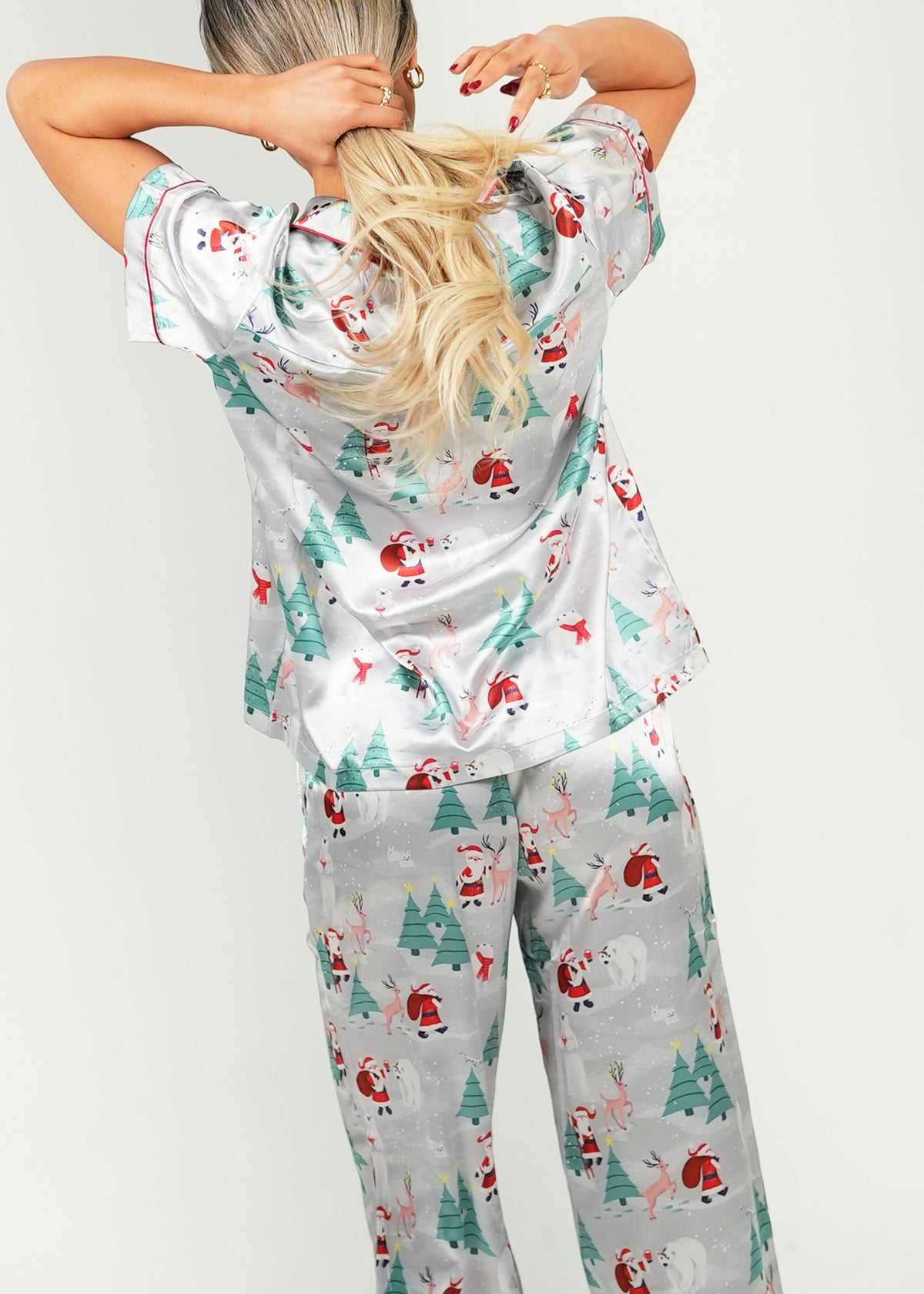 Night Sweet Thing Womens Winter Wonderland Satin Long Pj Set Satin Long Pajama Set Christmas Gift Kids
