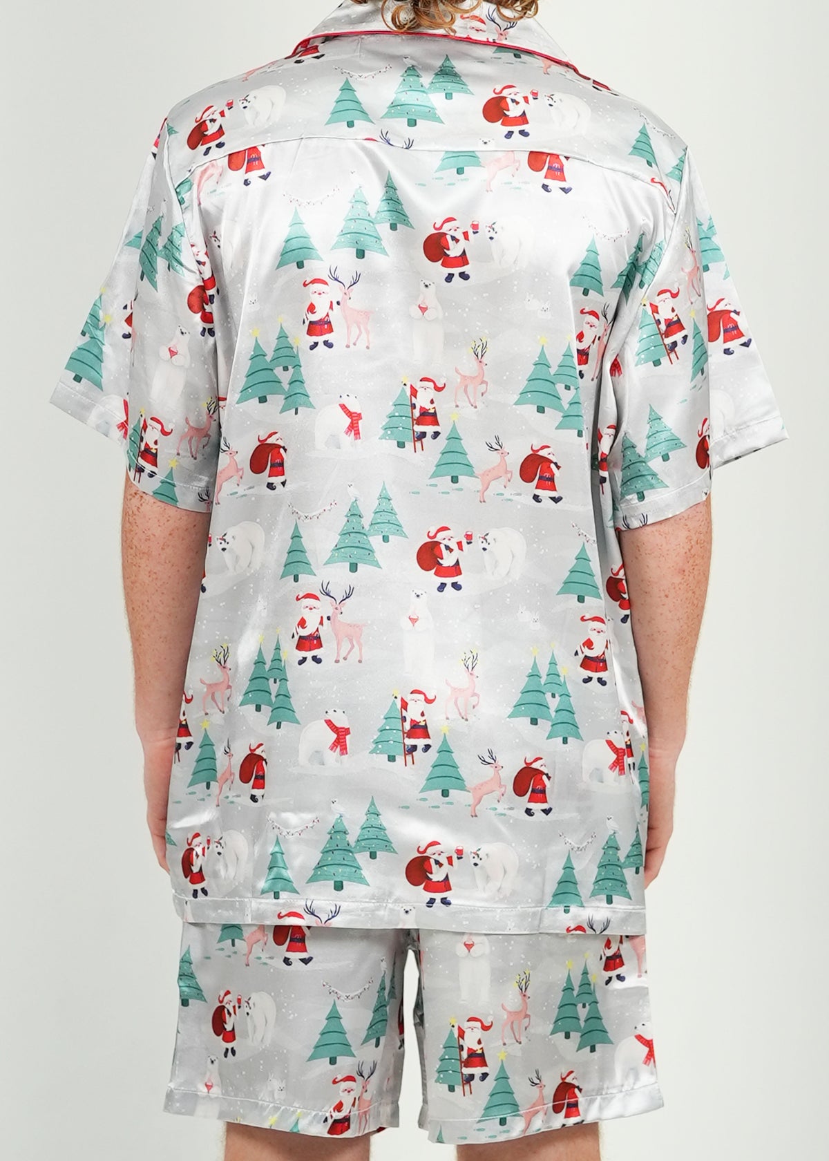 Night Sweet Thing Mens Winter Wonderland Satin Short Pajama Set Christmas Gift