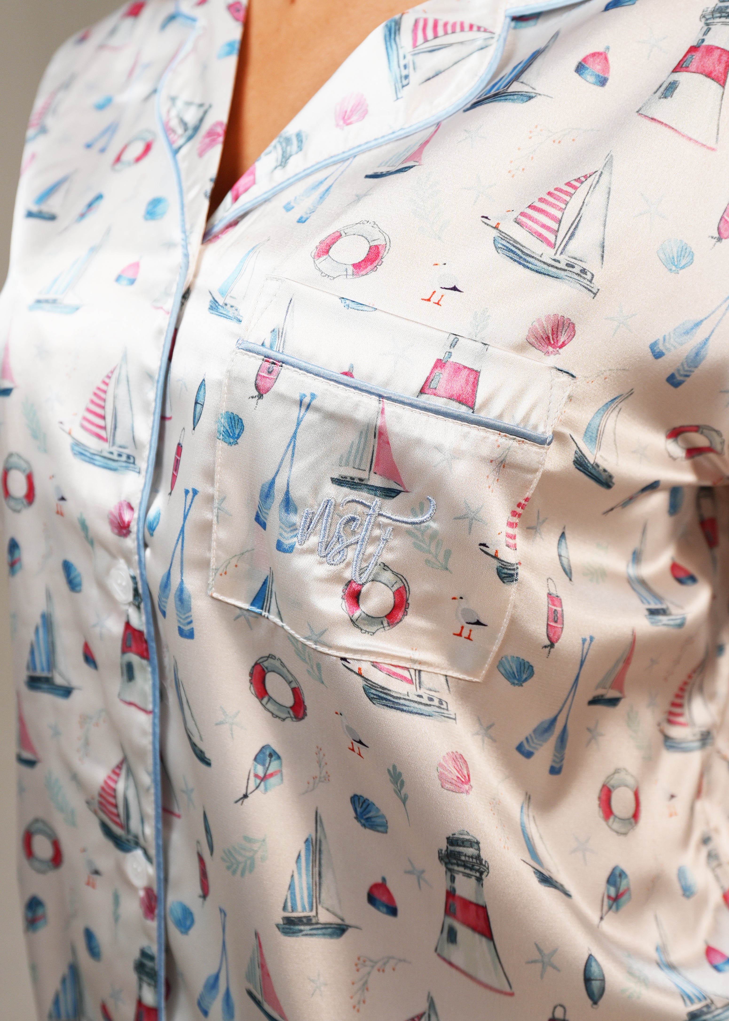 Night Sweet Thing Womens Sail Away Satin Short Pajama Set