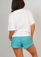 Night Sweet Thing Womens Ocean Drift T-Shirt & Short Pants PJ Set Satin T-Shirt Pajama Set