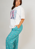 Night Sweet Thing Womens Ocean Drift T-Shirt & Long Pants PJ Set Satin T-Shirt Pajama Set