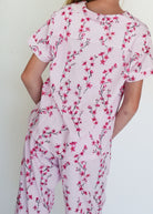 Night Sweet Thing Girls Cherry Blossom Jersey Knit Cotton Long Pajama Set Kids