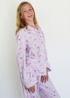 Night Sweet Thing Girls Lilac Ballet Bows Jersey Knit Cotton Long Pajama Set Christmas Gift Kids