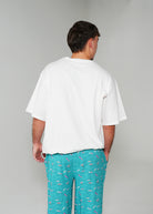 Night Sweet Thing Mens Ocean Drift T-Shirt & Long Pants PJ Set Satin T-Shirt Pajama Set