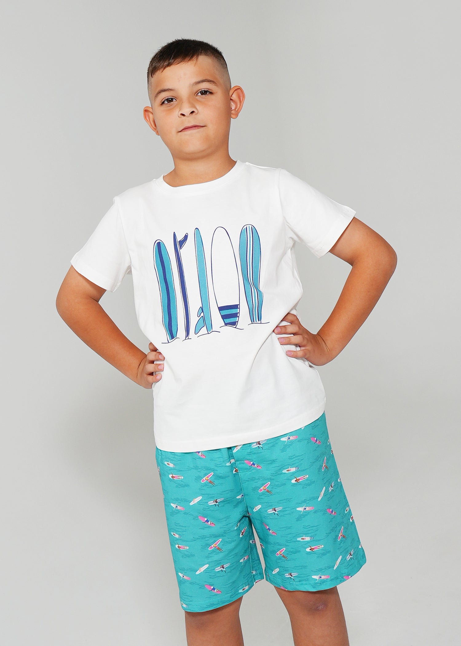 Night Sweet Thing Boys Ocean Drift T-Shirt & Short Pants PJ Set Satin T-Shirt Pajama Set Kids