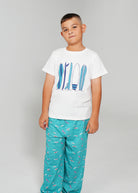Night Sweet Thing Boys Ocean Drift T-Shirt & Long Pants PJ Set Satin T-Shirt Pajama Set Kids