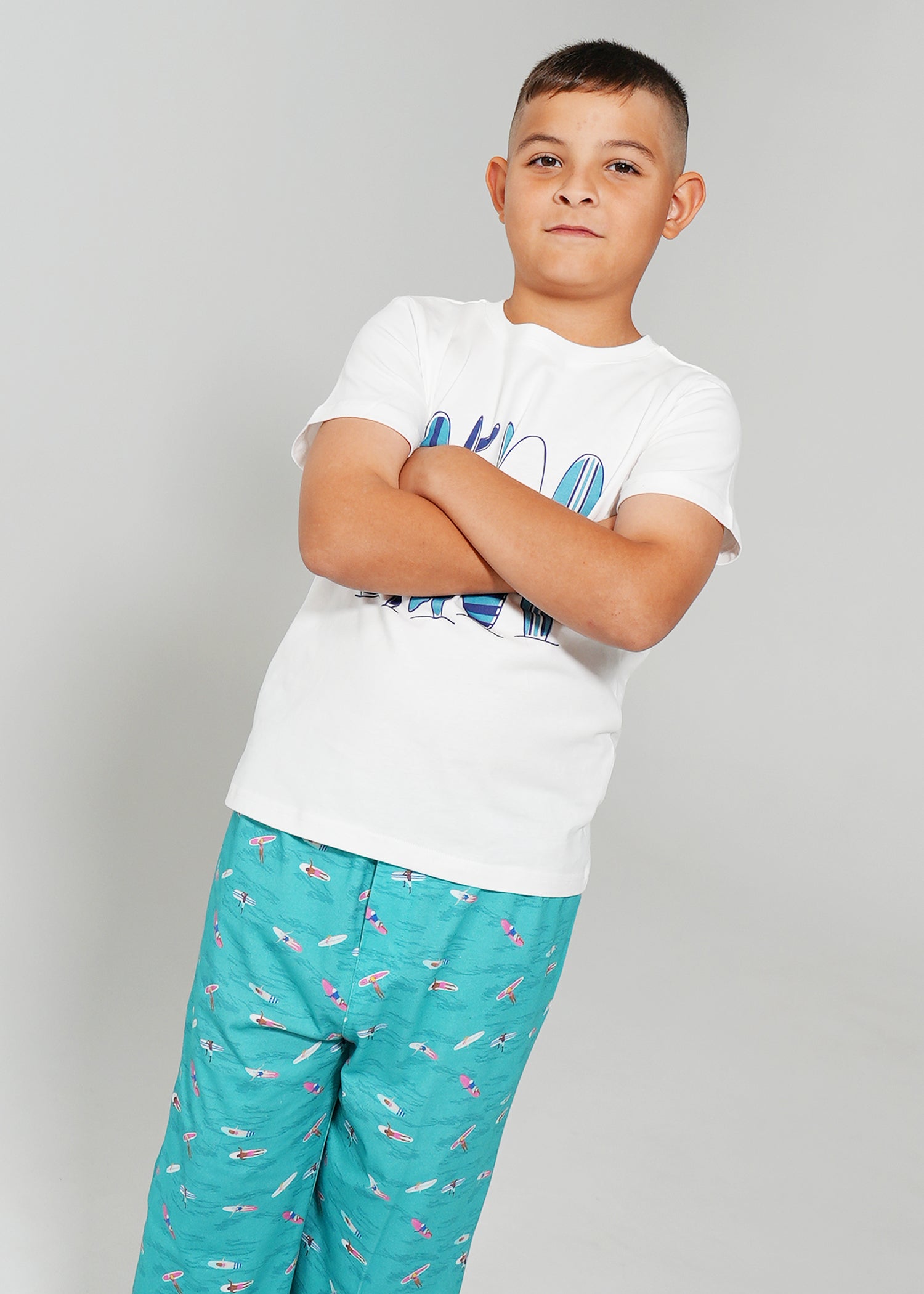 Night Sweet Thing Boys Ocean Drift T-Shirt & Long Pants PJ Set Satin T-Shirt Pajama Set Kids