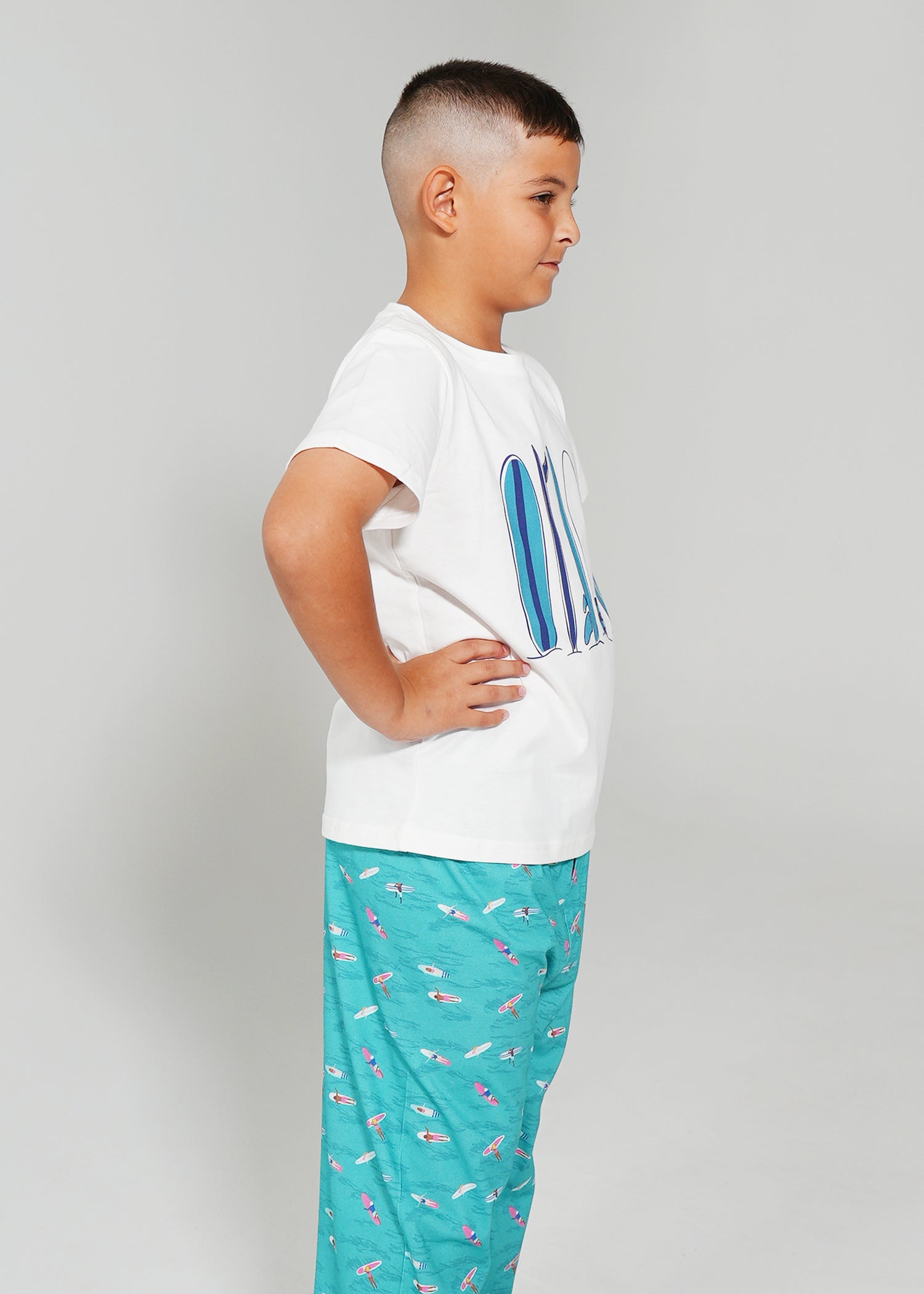 Night Sweet Thing Boys Ocean Drift T-Shirt & Long Pants PJ Set Satin T-Shirt Pajama Set Kids