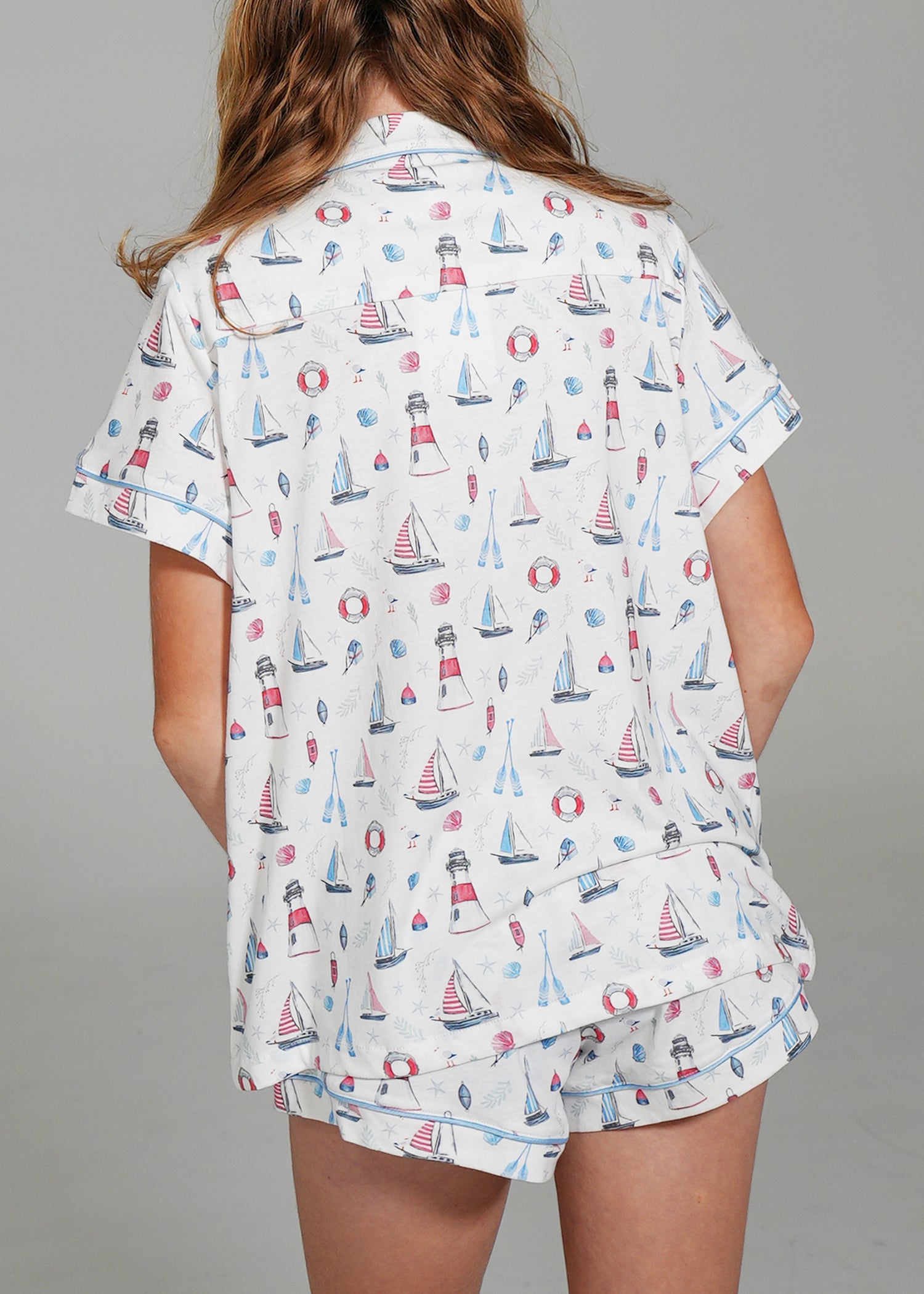 Night Sweet Thing Girls Sail Away Jersey Knit Cotton Short Pajama Set Kids
