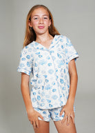 Night Sweet Thing Girls Seashell Sweetheart Jersey Knit Cotton Short Pajama Set Kids