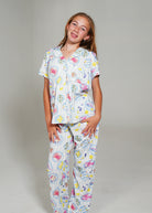 Night Sweet Thing Girls Seaside Picnic Jersey Knit Cotton Long Pajama Set Kids