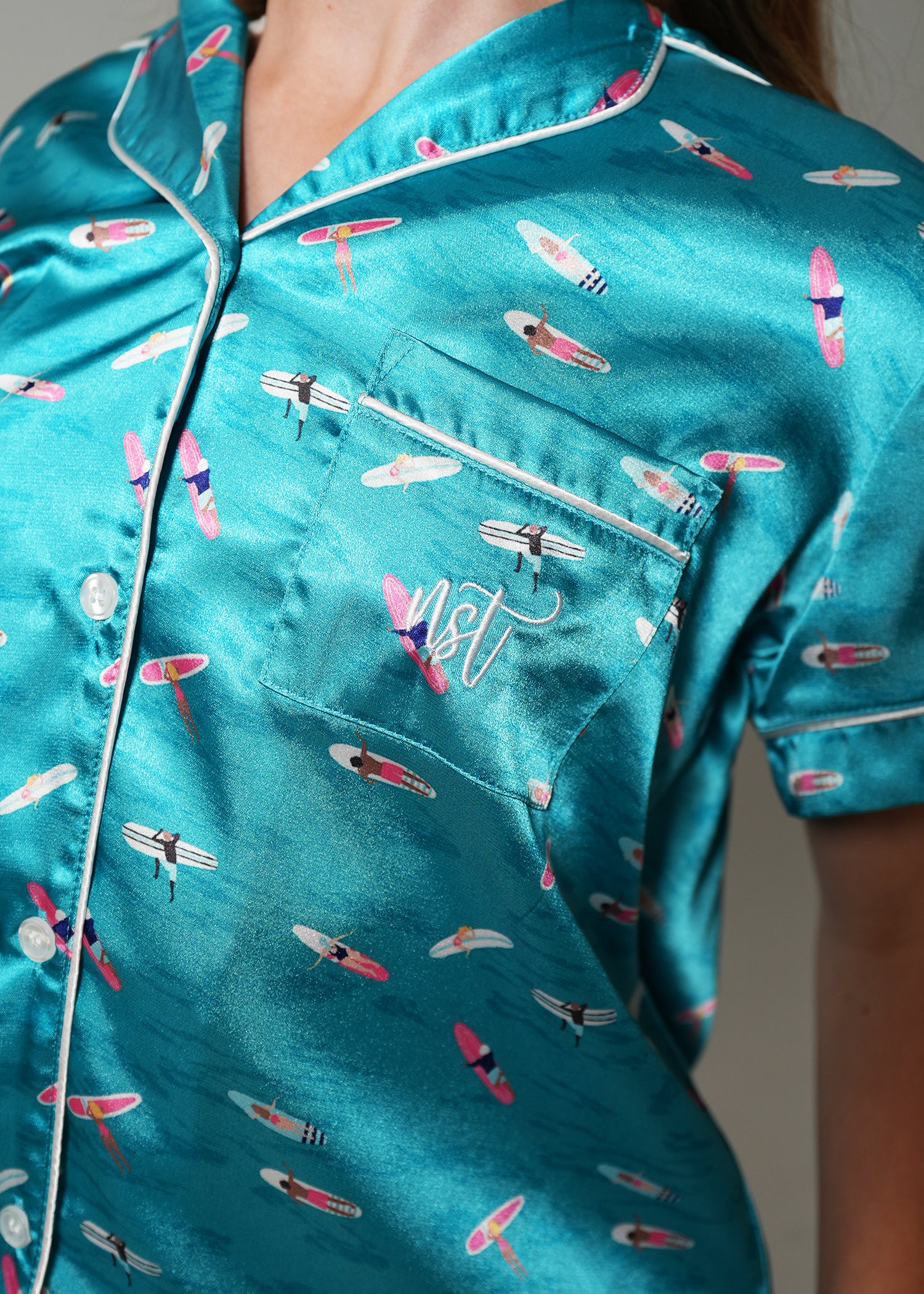 Night Sweet Thing Girls Ocean Drift Short Satin Short Pajama Set Kids