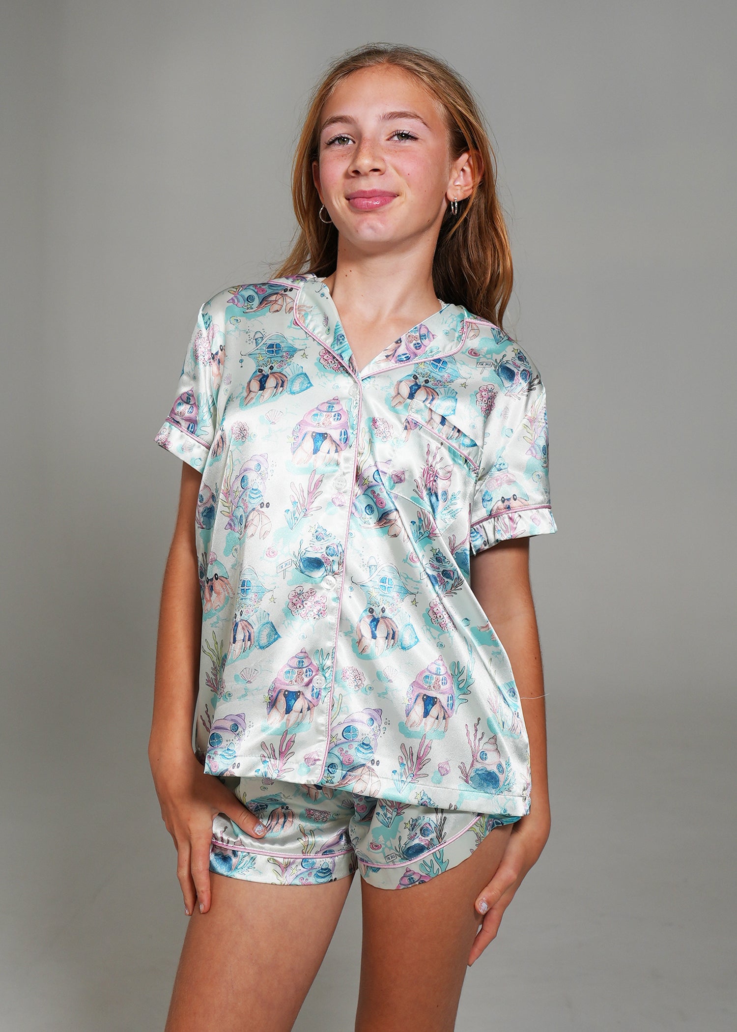 Night Sweet Thing Girls Hermit Dreams Short Satin Short Pajama Set Kids