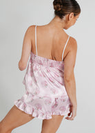 Night Sweet Thing Womens Blush Clamshell Satin Camisole Short Pajama Set