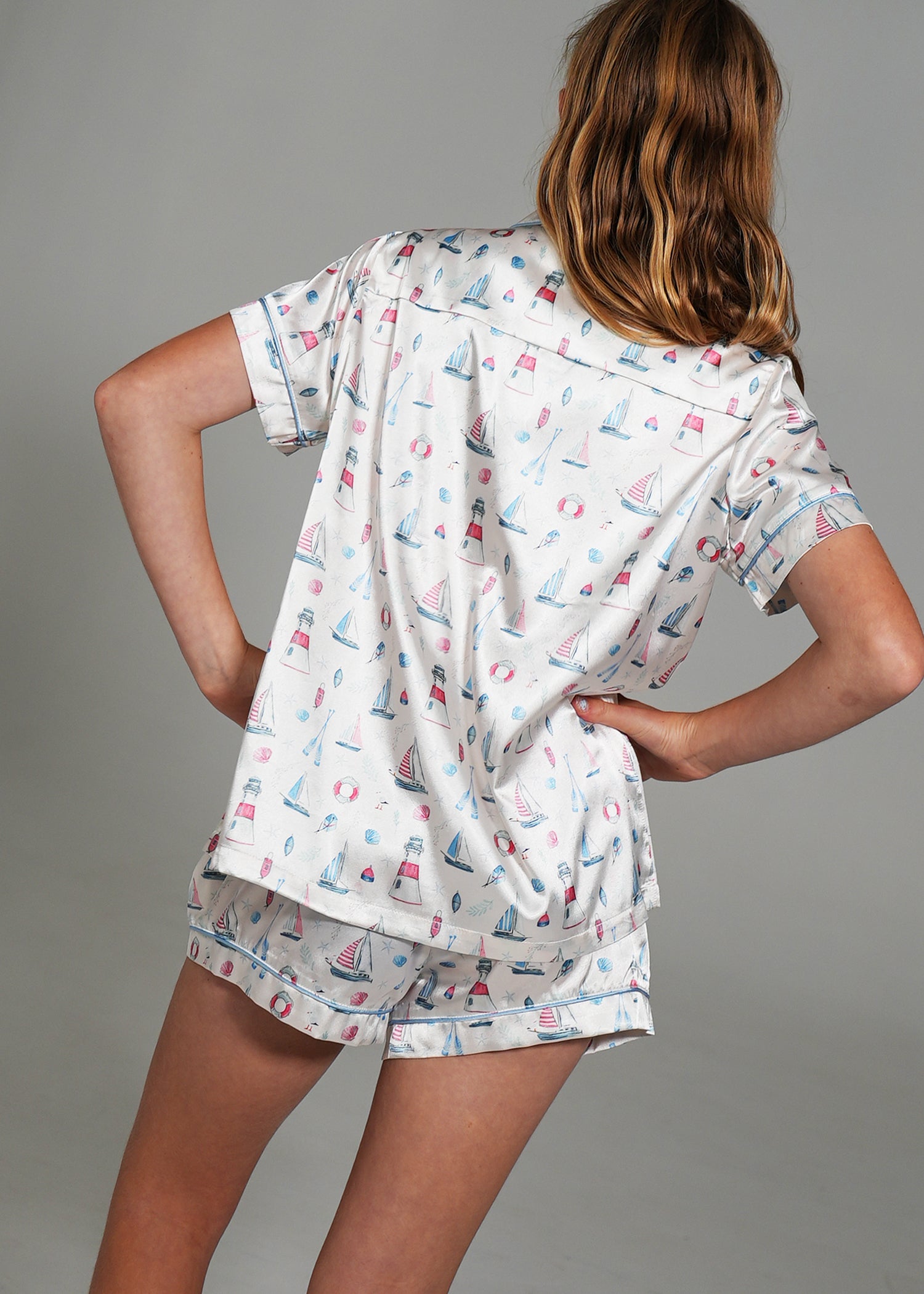 Night Sweet Thing Girls Sail Away Short Satin Short Pajama Set Kids