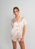 Night Sweet Thing Womens Almond Latte Satin Short Pajama Set