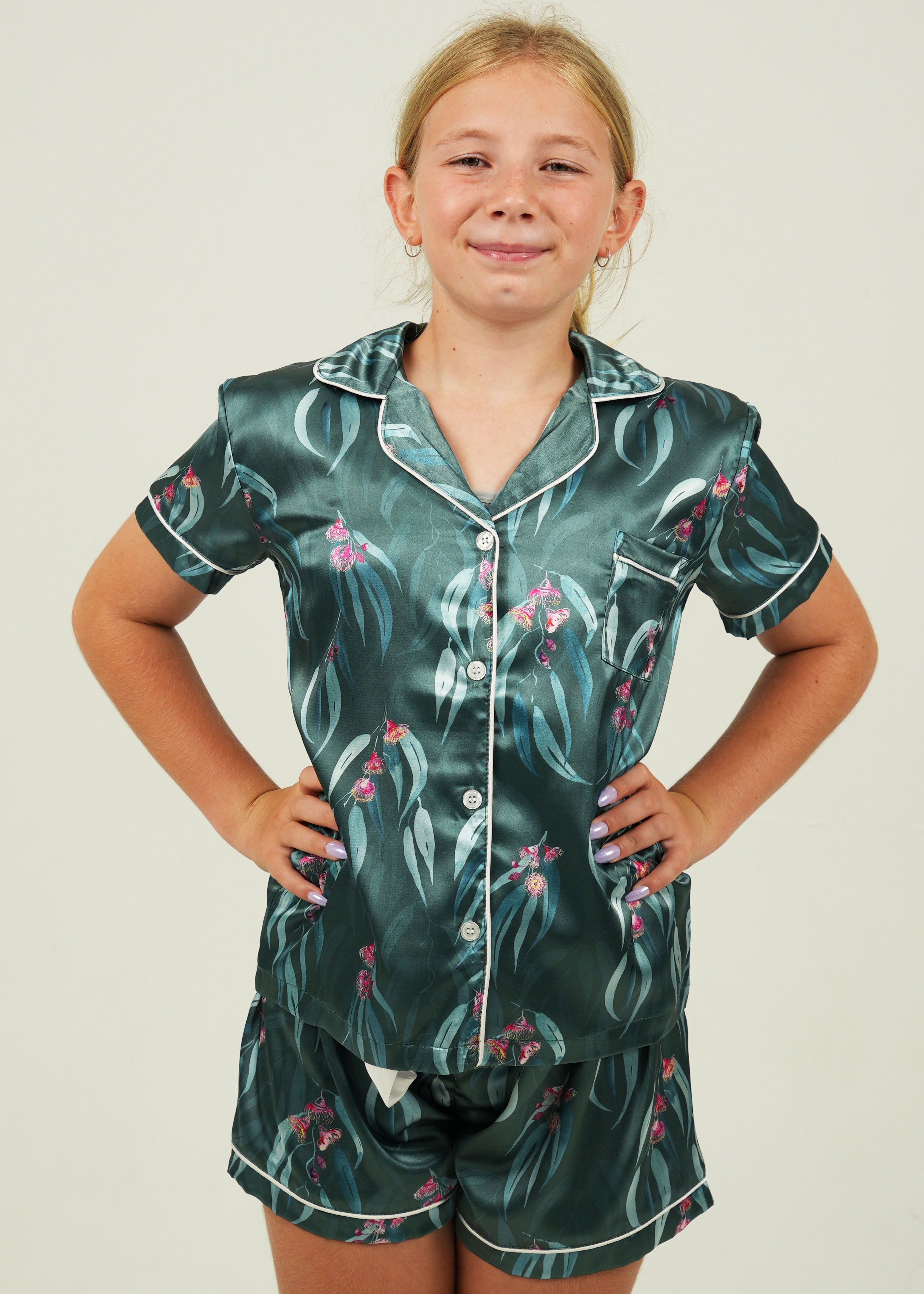 Girls Australian Native Satin Short Pyjama Set – Night Sweet Thing