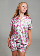 Night Sweet Thing Girls Flutter Garden Short Satin Short Pajama Set Kids