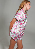 Night Sweet Thing Girls Flutter Garden Short Satin Short Pajama Set Kids
