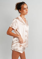 Night Sweet Thing Womens Almond Latte Satin Short Pajama Set