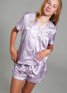 Night Sweet Thing Girls Lilac Coastal Dream Short Satin Short Pajama Set Kids