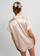 Night Sweet Thing Womens Almond Latte Satin Short Pajama Set