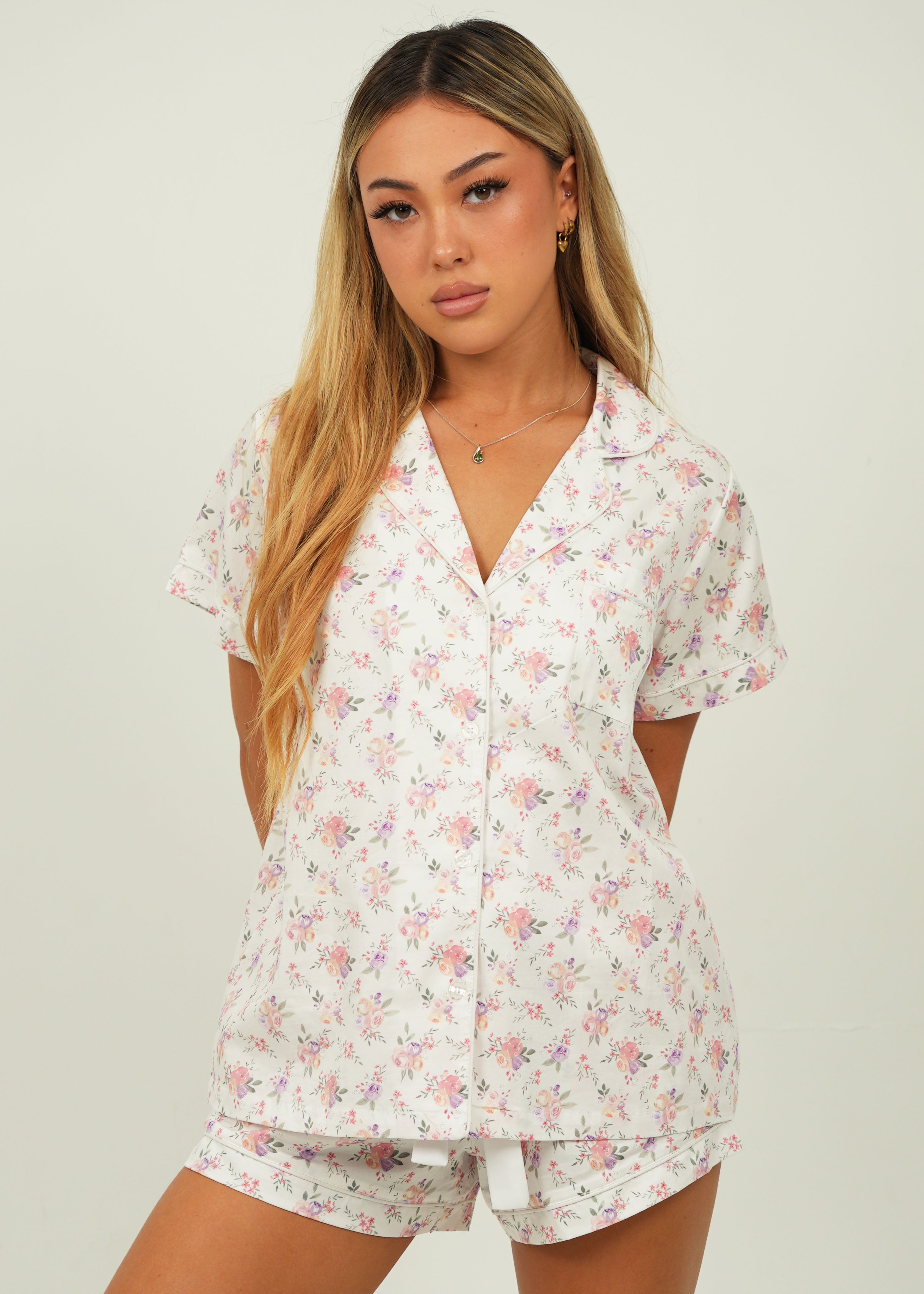 Vintage Blossom Cotton Short Pyjama Set