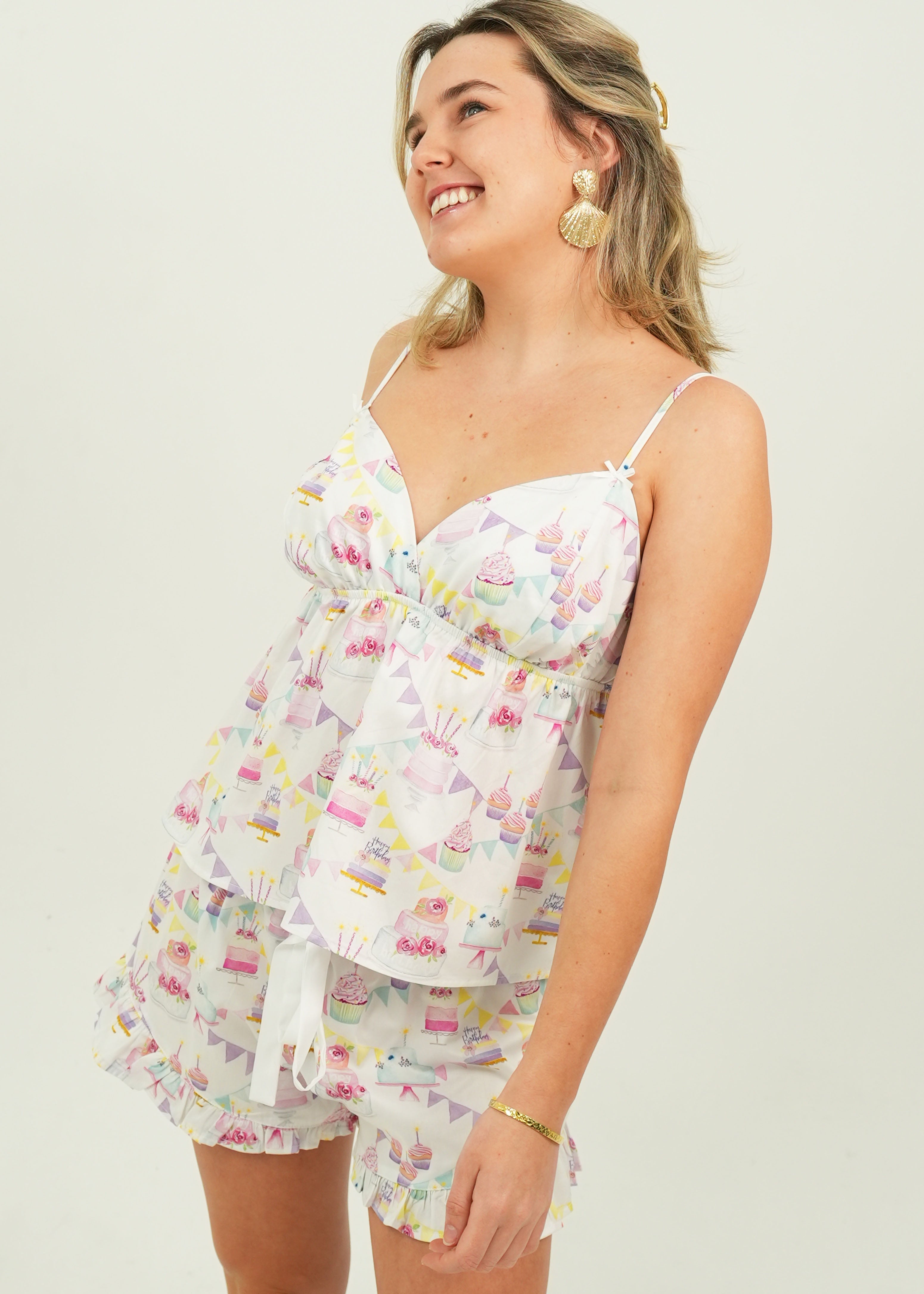 Birthday Cotton Camisole Short Pajama Set