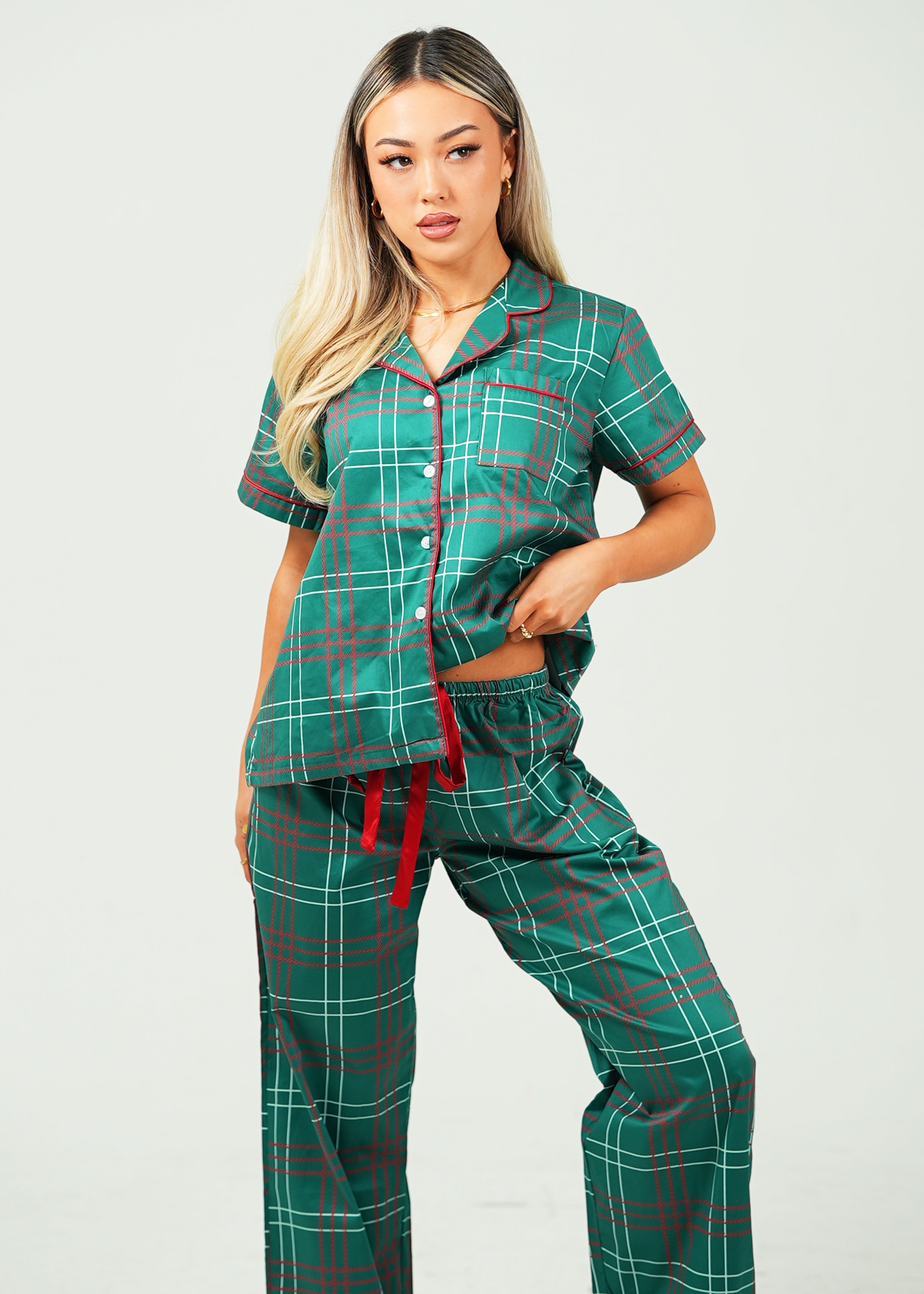 Festive Tartan Cotton Long Pj Set Womens