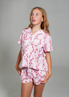 Night Sweet Thing Girls Cherry Blossom Jersey Knit Cotton Short Pajama Set Kids
