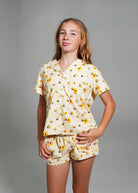 Night Sweet Thing Girls Yellow Bumble Bees Jersey Knit Cotton Short Pajama Set Kids