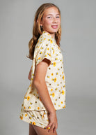 Night Sweet Thing Girls Yellow Bumble Bees Jersey Knit Cotton Short Pajama Set Kids