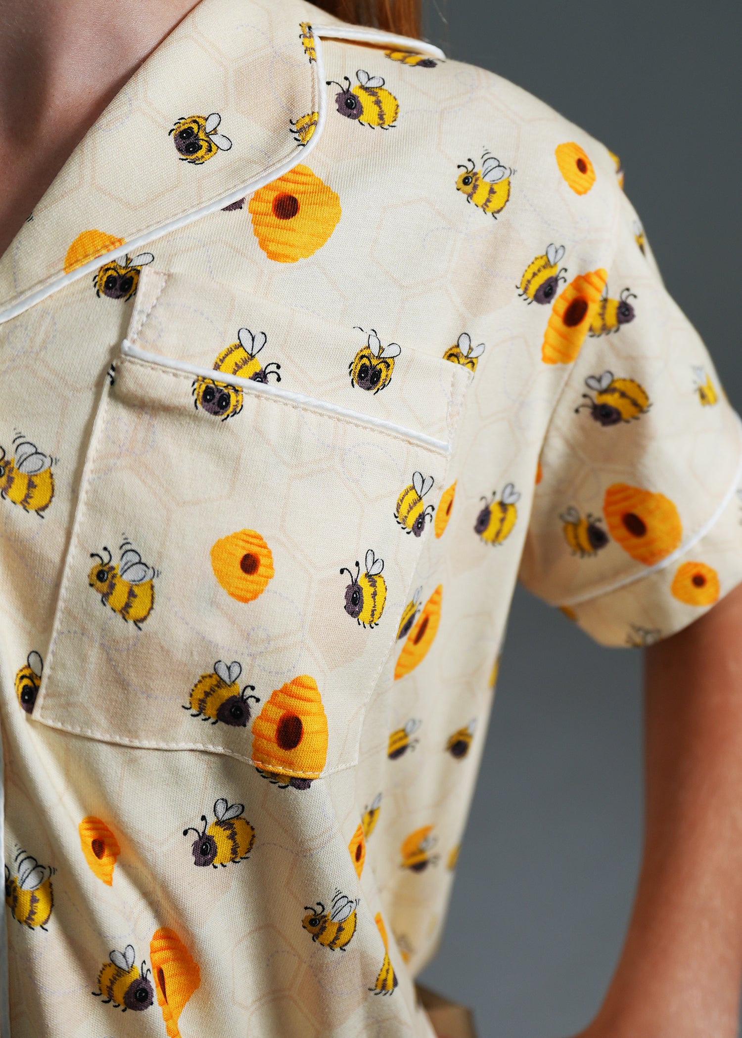 Night Sweet Thing Girls Yellow Bumble Bees Jersey Knit Cotton Short Pajama Set Kids