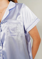 Night Sweet Thing Womens Periwinkle Satin Long Pajama Set