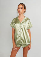 Night Sweet Thing Womens Gum Leaf Satin Short Pajama Set