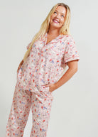 Night Sweet Thing Womens Hop To Bed Jersey Knit Cotton Long Pajama Set