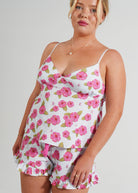 Night Sweet Thing Womens Flutter Garden Jersey Knit Cotton Camisole Short Pajama Set