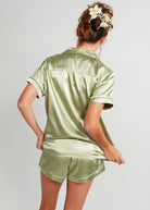 Night Sweet Thing Womens Gum Leaf Satin Short Pajama Set
