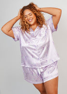 Night Sweet Thing Womens Lilac Coastal Dream Satin Short Pajama Set